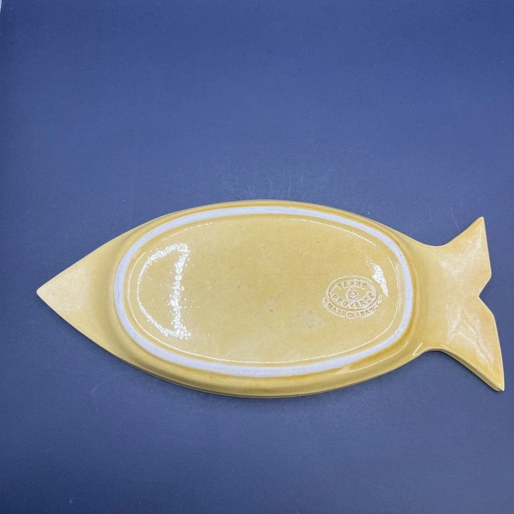 Terre‎ e Provence Fish Shaped Tray Olives Hand Painted Stoneware France